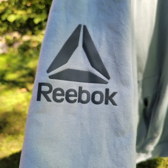 Reebok 3XL Mens Hooded Sweatshirt Black Triangle Logo Gaiter Neck Seafoam Green - Picture 2 of 13